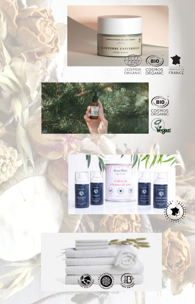 Prolongez chez vous l’expérience By Claire en emportant les produits utilisés pour nos soins et le linge au design exclusif de notre cabine